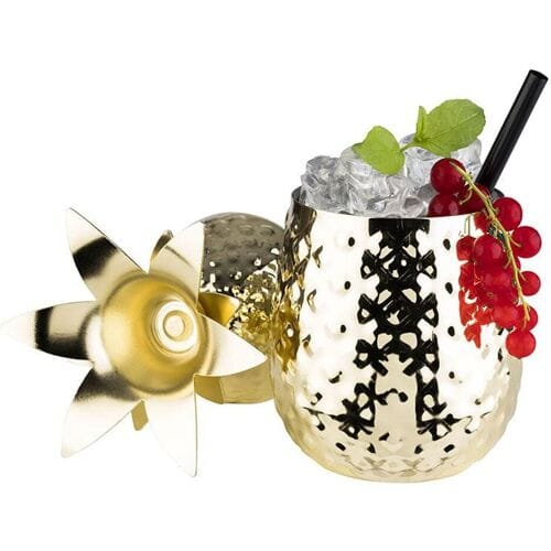 GGM Gastro (6 Stück) Becher - PINEAPPLE - 500ml - Gold - mit Deckel