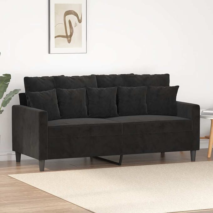 Vidaxl Bank 2-persoons, Zwart, 140 Cm, Bekleed met Fluweel