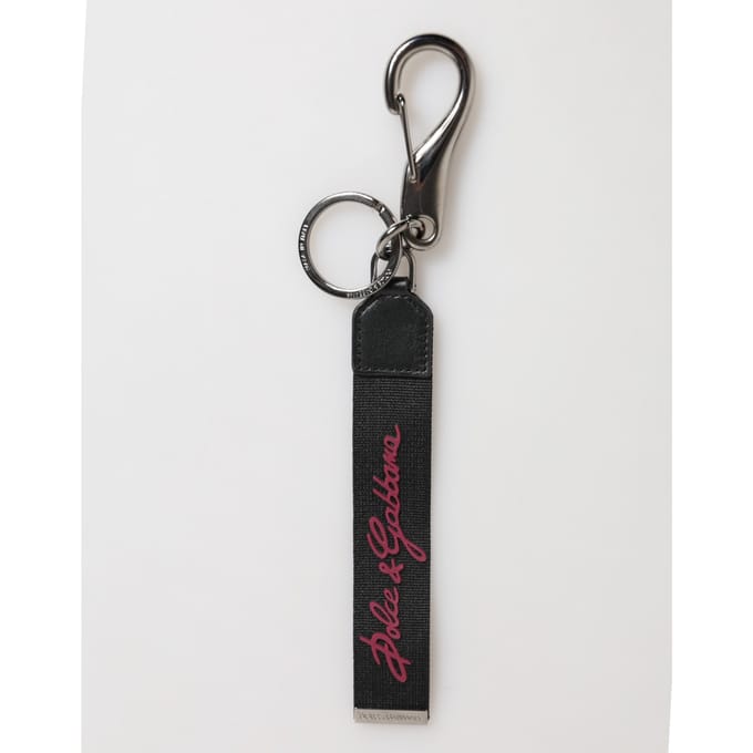 Zwarte Bordeau Polyester DG Logo Mannen Sleutelhanger Sleutelmunt