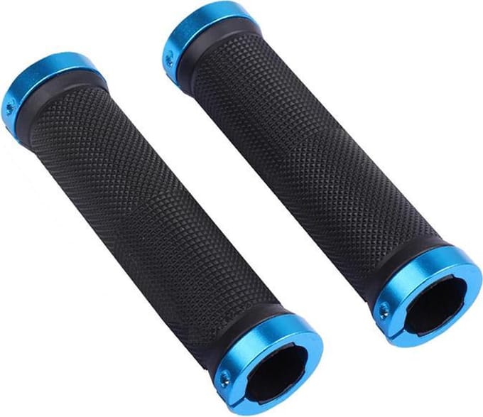 MTB Cycling handvatten 130mm - met lock bevestiging - rubberen grip - blauw