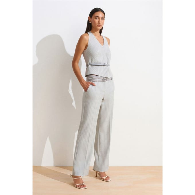 Gestreepte Rechte Broek met Ceintuur