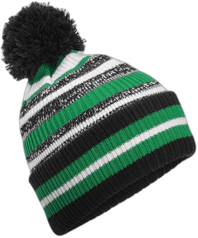 Multi-Sport Fan Beanie - Black/Kelly Green/White - One Size