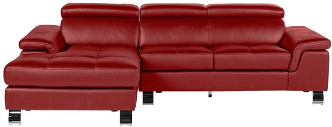 Vente-unique Hoekbank van leer MISHIMA - Rood - Hoek links