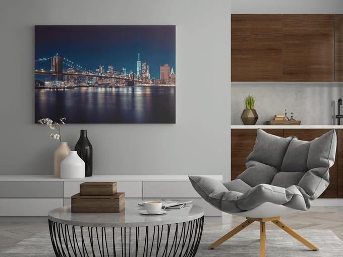 Canvas Schilderij - Stad - New York - Manhattan - Abstract - Kunst - 60x40x2 cm