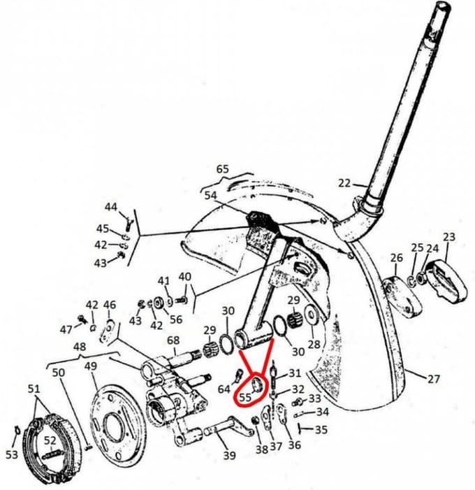 Joint axe basculeur roue avant RMS pour scooter Piaggio 125 Vespa Pk 1982 à 1989