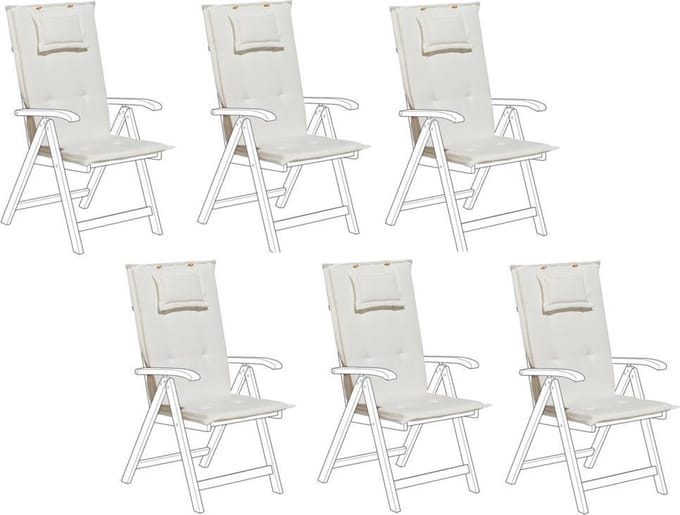 TOSCANA/JAVA - Tuinkussen set van 6 - Wit - 50 x 70 cm - Polyester