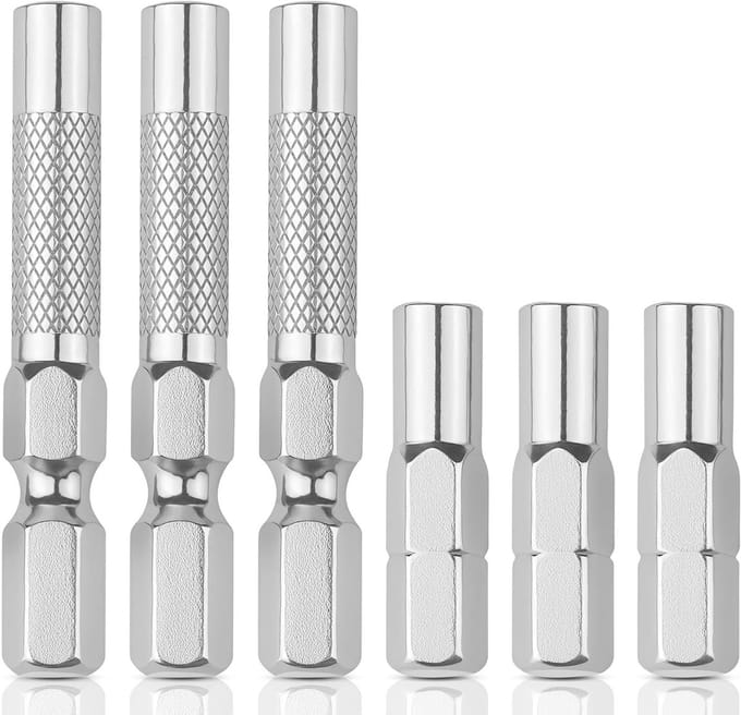 Bit Adapter Set - Schroefbit Houder - Precisie Werk - Magnetische Bevestiging - 3 Stuks - Zilver