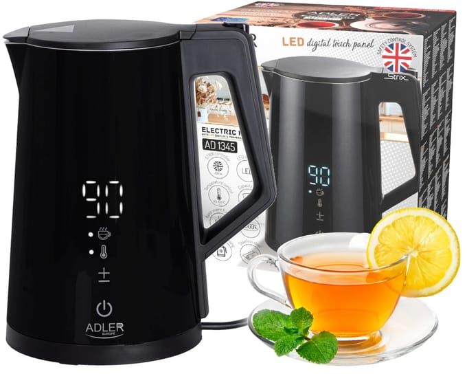 Adler AD 1345 zwart Waterkoker met LED-display & temperatuurregeling 1,7L STRIX