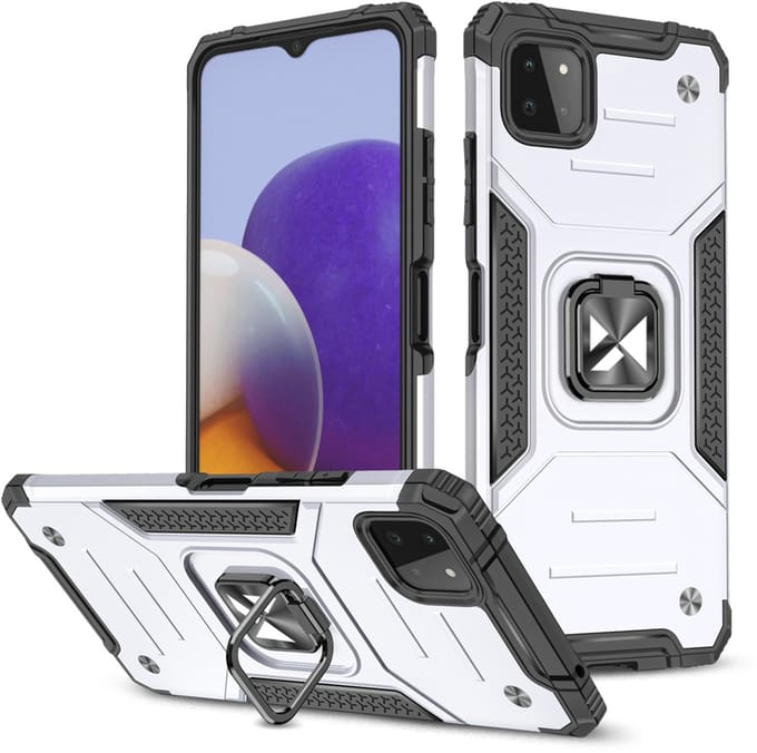 Wozinsky Ring Armor Serie - Gepantserde Hoes met Ringhouder - Samsung Galaxy A22 - Zilver