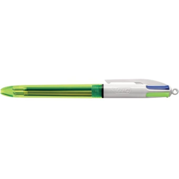 Balpen Bic 4kleuren medium fluor geel | 12 stuks