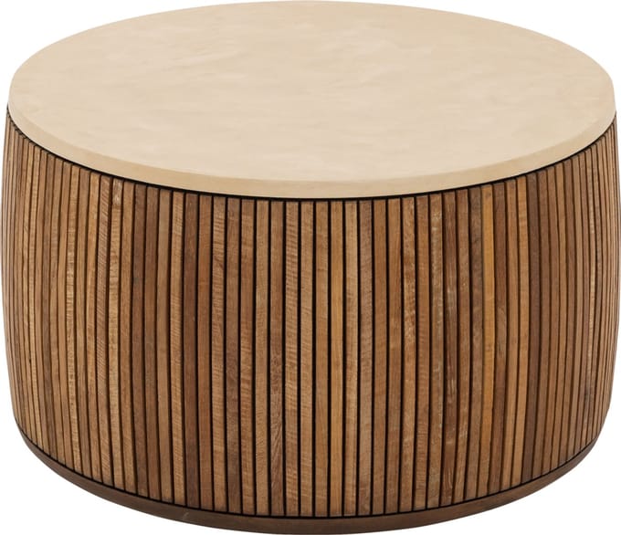 Goossens Nova Salontafel - Mortex - 60 x 35 x 60 cm - Rond - beige