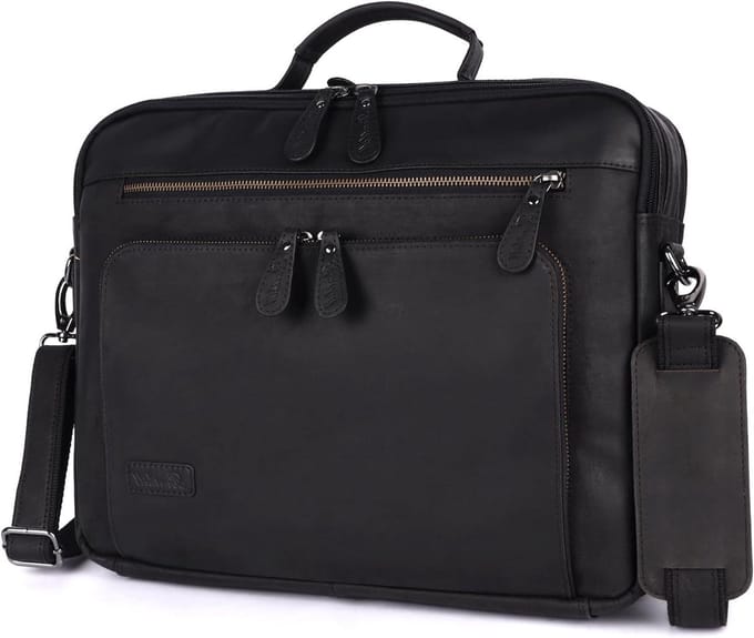 Laptoptas Leer - Schoudertas Notebooktas - Zakelijk Vervoer - Vakmanschap Echt Leer - 395 cm - Bruin