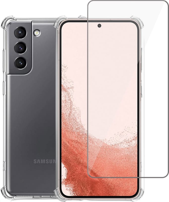Hoesje geschikt voor Samsung S22 Plus + Screenprotector – Tempered Glass -Extreme Shock Case Transparant