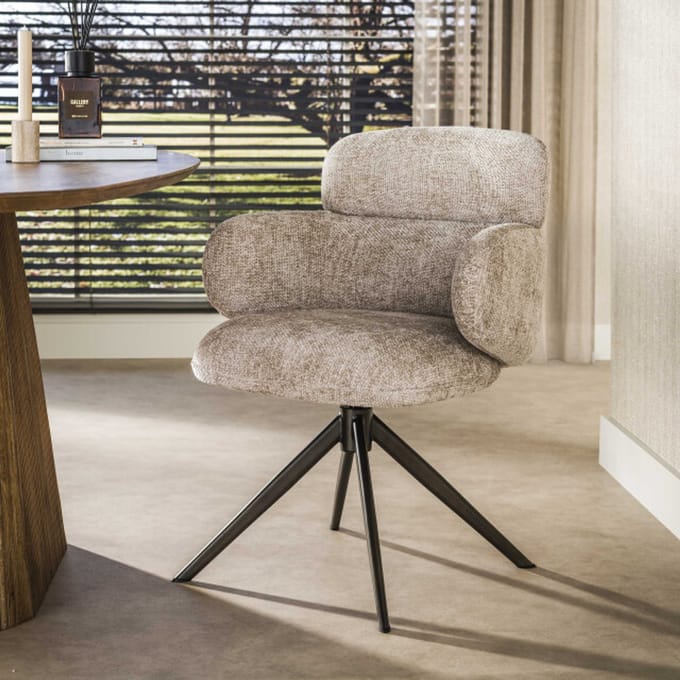 Hoyz Collection - Eetkamerstoel Flex - Beige - 63x64x83 cm - Set van 2