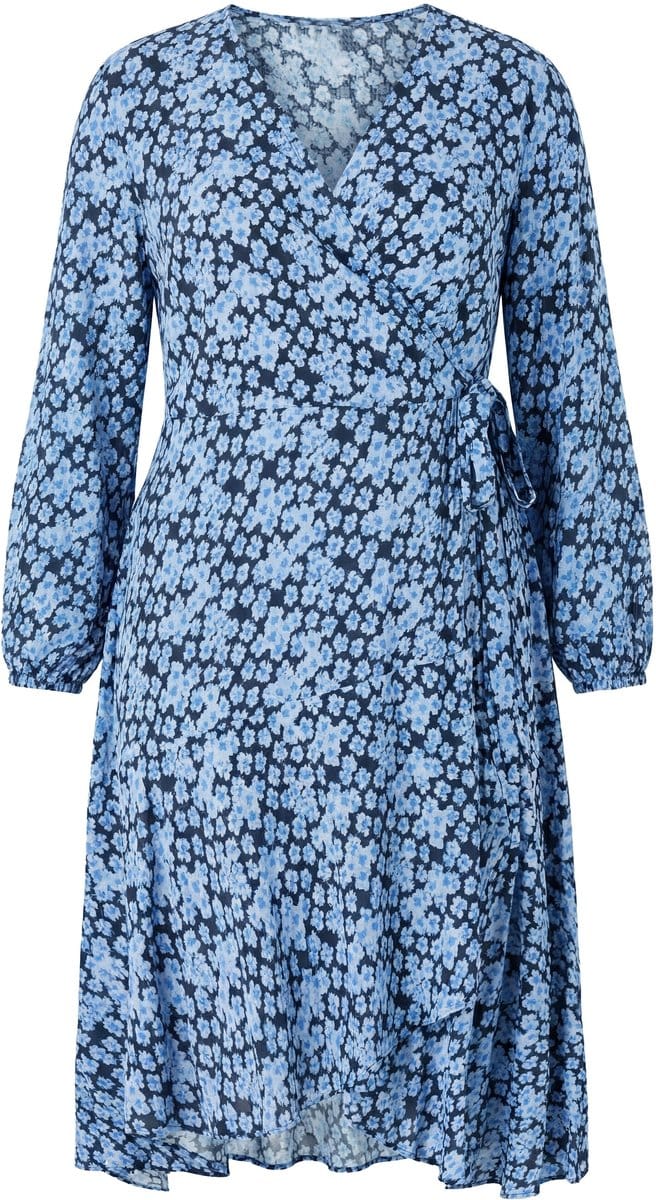 Studio Untold - Dames - Maxi-jurk met wikkellook A-lijn all-over print - Duifblauw - Maat 42+