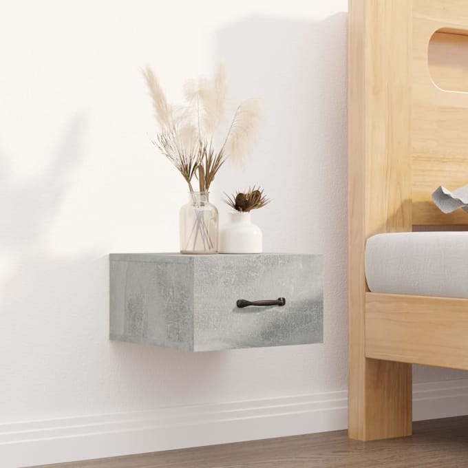 vidaXL - Nachtkastje - wandgemonteerd - 35x35x20 - cm - betongrijs
