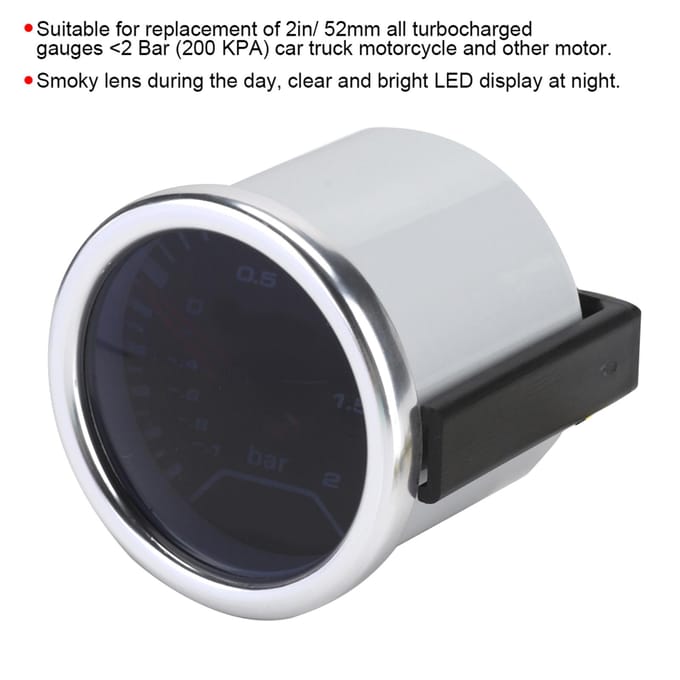 12V 12Bar Gemodificeerde Boostmeter Mechanische Turbodrukmeter 52mm2in white