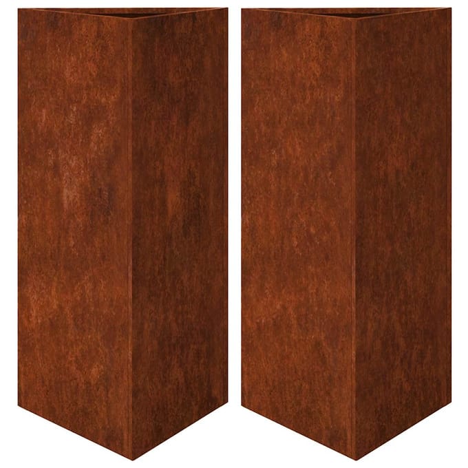 vidaXL - Plantenbakken - 2 - st - driehoek - 40x40x75 - cm - weervast - staal