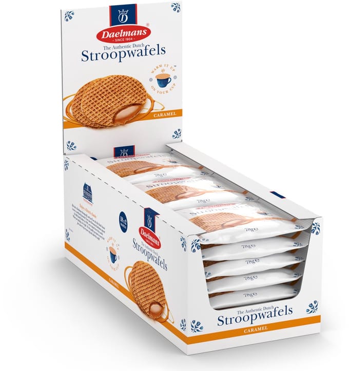 Daelmans Stroopwafels – 36 Stuks (18x2) – Displaydoos – 9 cm diameter