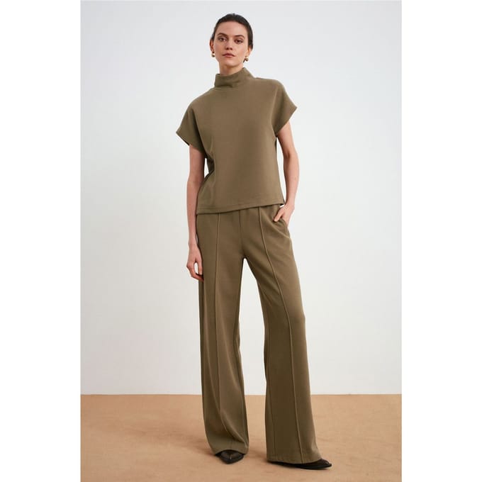 Geribbelde Halssluiting Gebreide Blouse