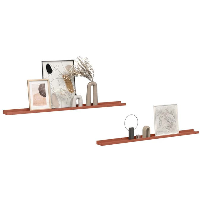 vidaXL - Wandplank - 2 - st - Rood - 115 - x - 9 - x - 3 - cm - Bewerkt - hout