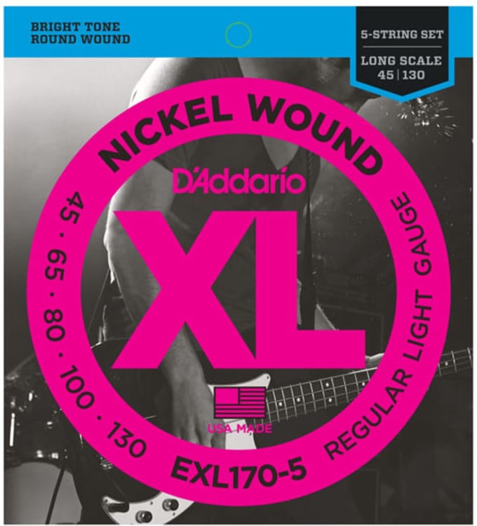 D'Addario EXL170-5 Bassnaren 5-Snarig (45-130) Regular Light