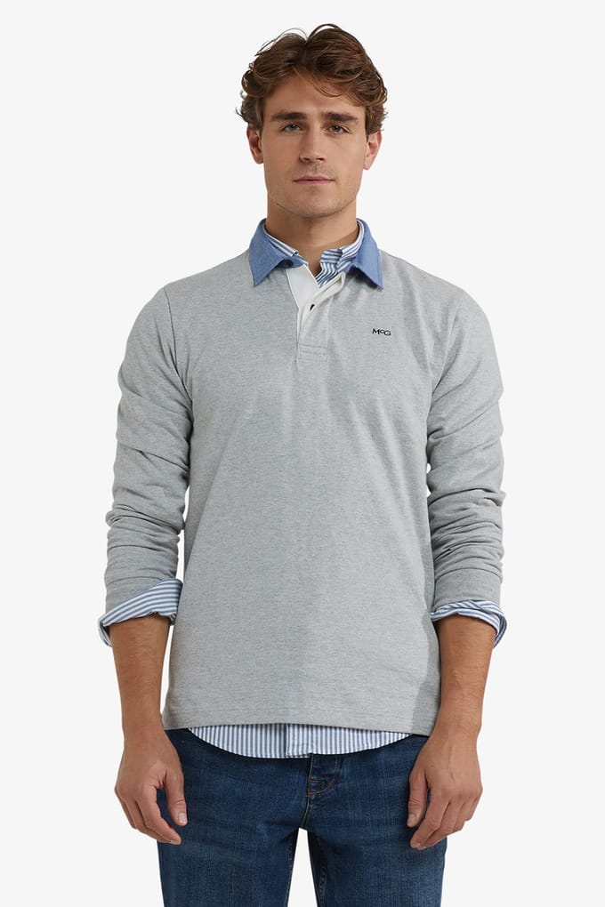 McGregor Solid Rugby Medium Grey Melange Maat: XXL | Longsleeves Outlet | Heren | Grijs