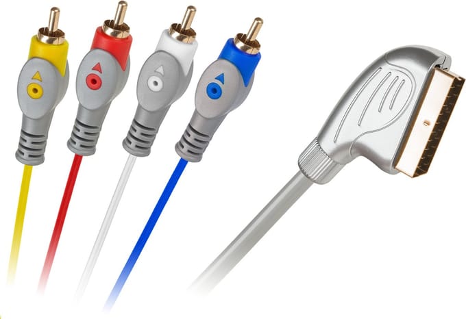 Cabletech SCART Kabel - SCART (m) naar 4x RCA (m) - AV Kabel - 1.5m - Zilver
