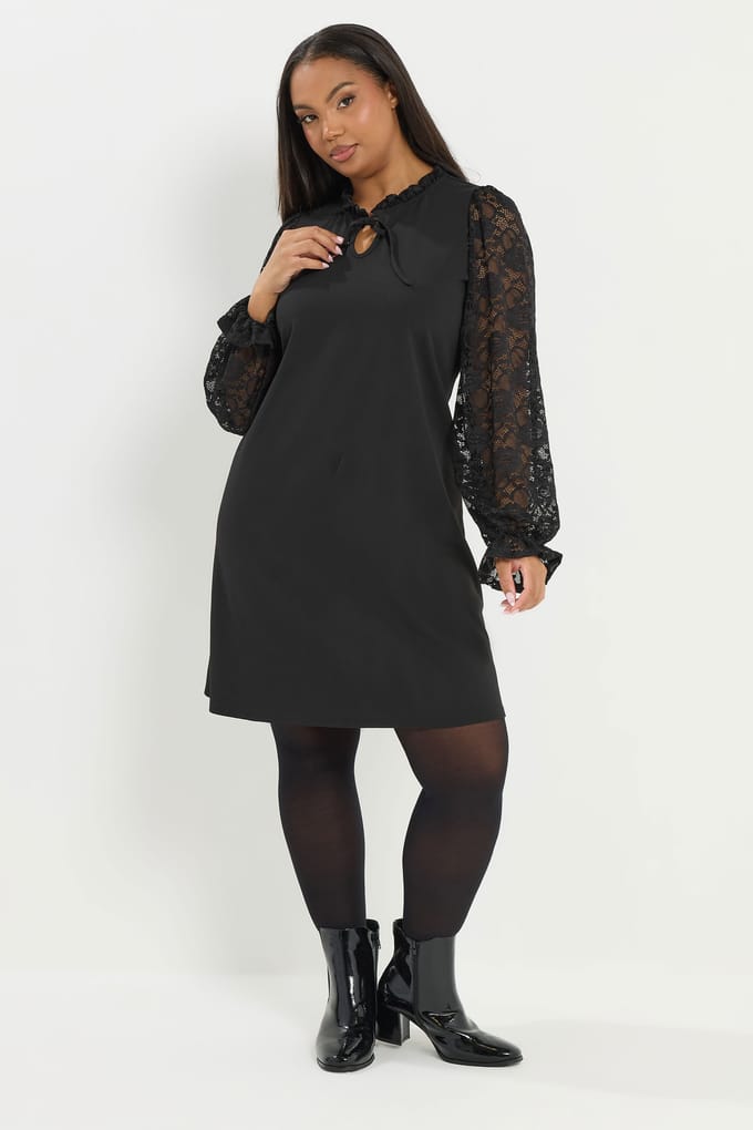 Yours Zwarte Kanten Minijurk Size 50-52