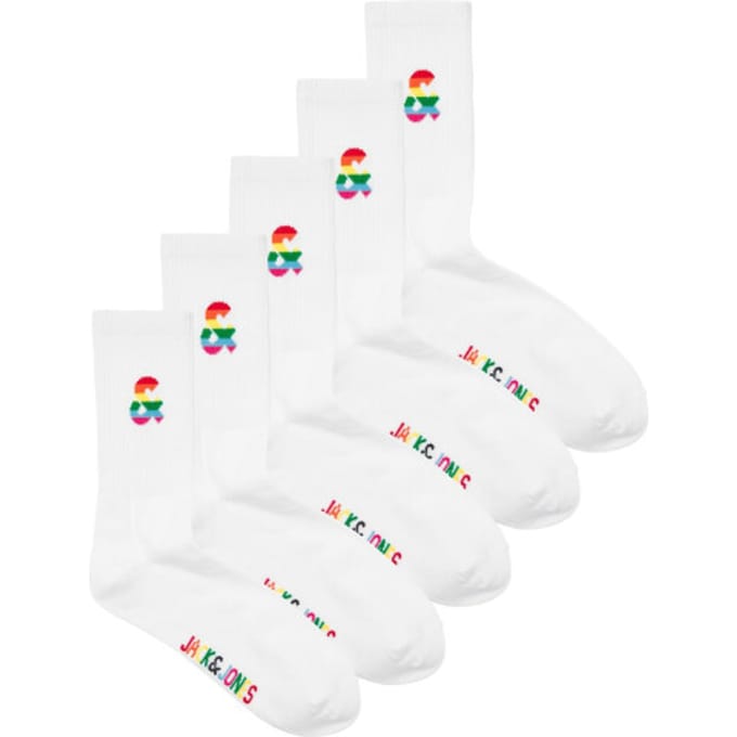 Jack & Jones Sportsokken Heren PRIDE Sokken 5-Pack Wit - Maat One size