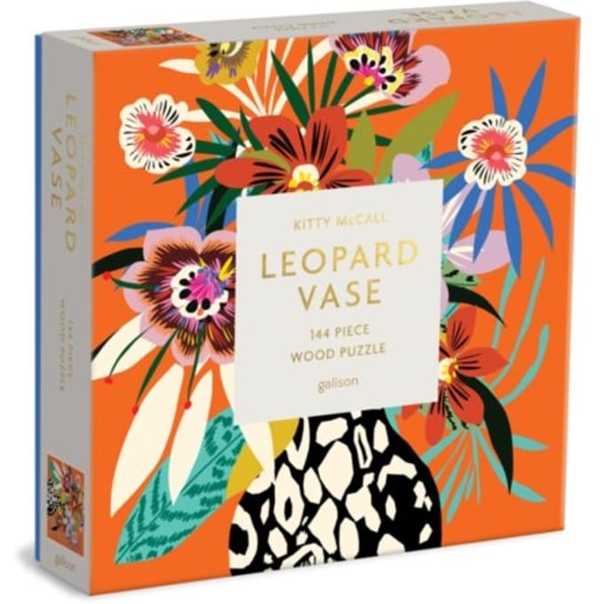 Kitty Mccall Leopard Vase 144 Piece Wood Puzzle - Galison