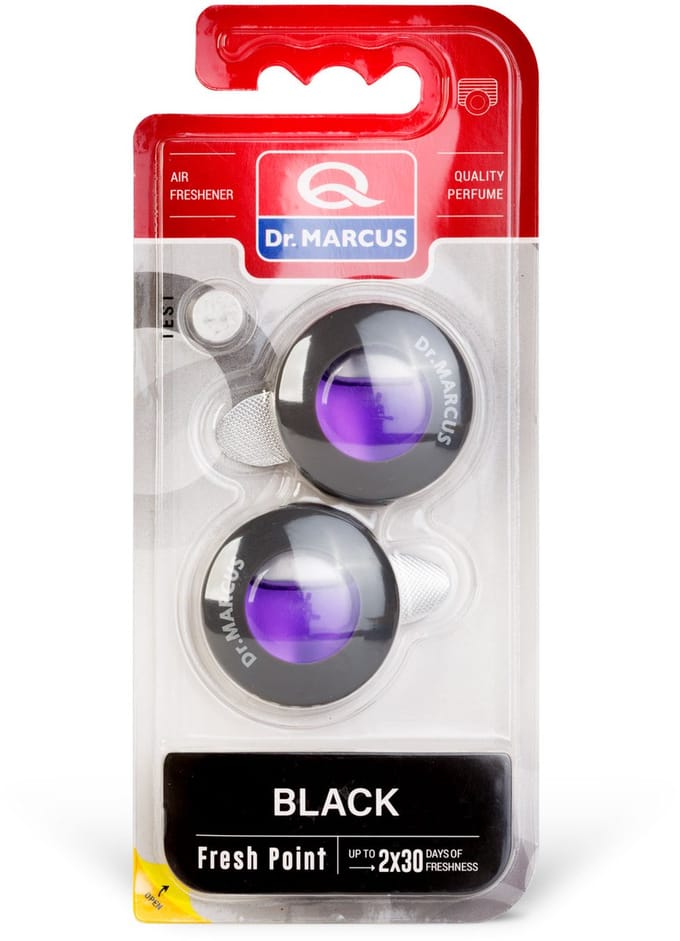 Dr. Marcus Fresh Point Auto Luchtverfrisser Black – Compacte Geurverfrisser – Langdurige Werking – Neutraliseert Geuren – Discreet Design [DRM07127]