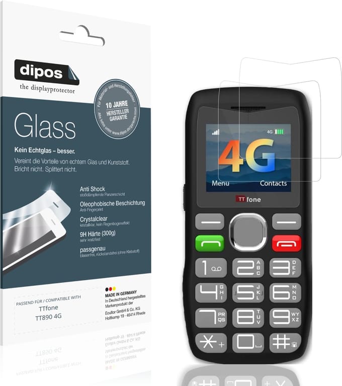 dipos – 2x Pantserfolie geschikt voor TTfone TT890 4G | 9H Screenprotector