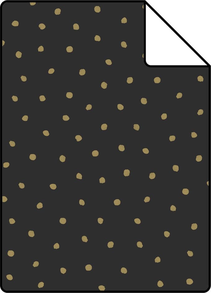 Proefstaal ESTAhome behang stippen zwart en goud - 26.5 x 21 cm - 139122-S