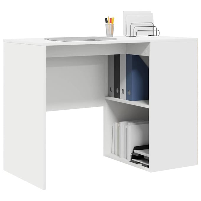 vidaXL Bureau met plank met opslag Wit 102 x 50 x 75 cm Bewerkt hout