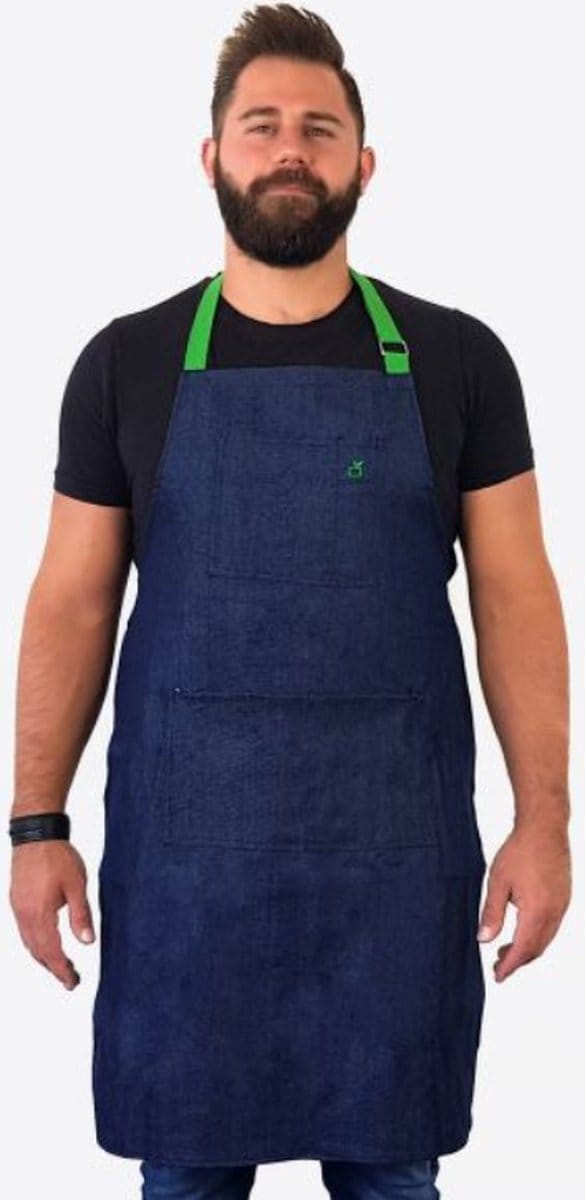 Cookut Jam-Denim Apron in A Glass Jar-Green Belt