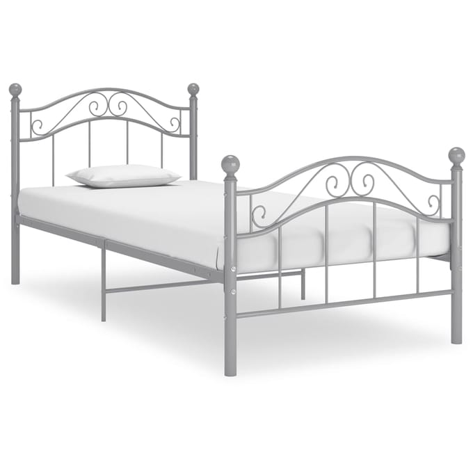 vidaXL - Bedframe - metaal - grijs - 100x200 - cm