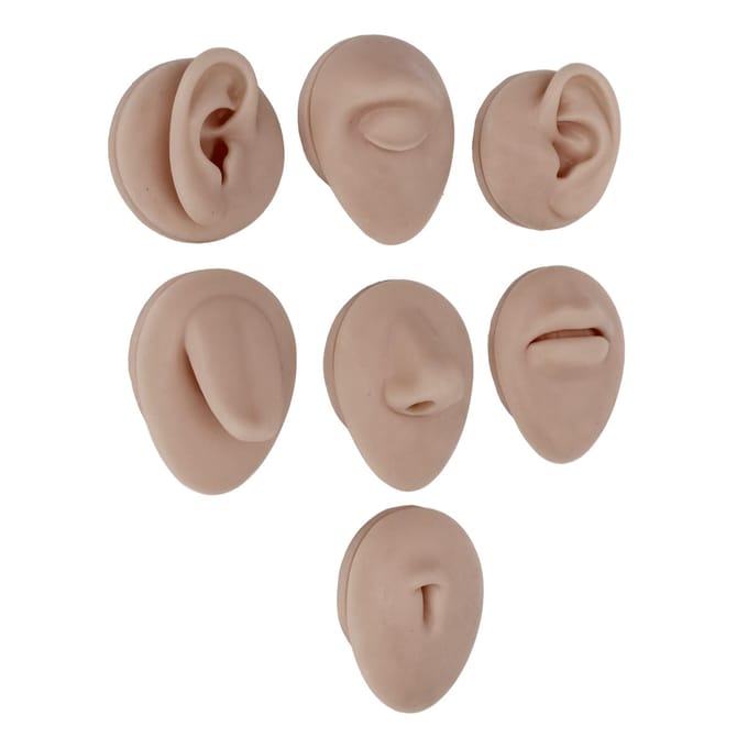 Siliconen Piercing Lichaamsmodel Zachte Siliconen Oor Mond Neus Oog Tong Navel Model met Displayrek gray