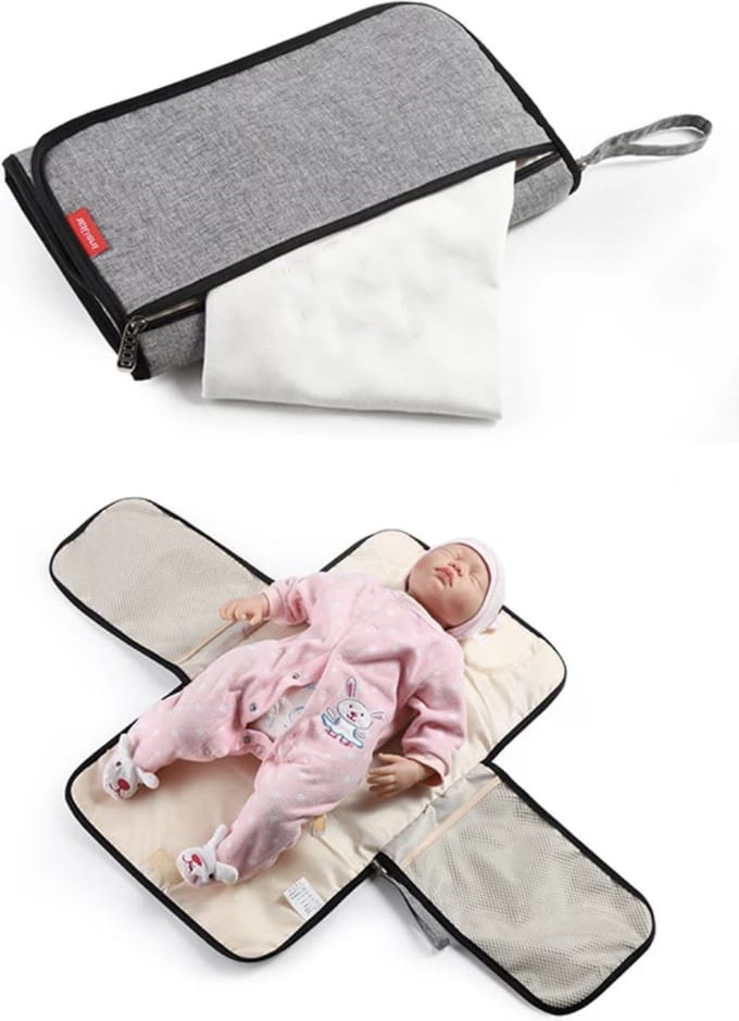 Without Lemon - Baby Verschoon Matje - Luier Etui - Opvouwbaar - Reizen - Grijs