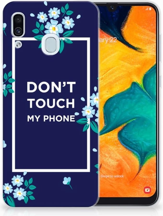 Samsung Galaxy A30 Silicone-hoesje Flowers Blue DTMP