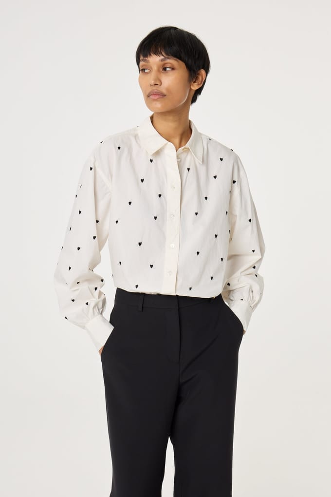 Fabienne Chapot Dina Blouse Cosy White/black Maat: 40 | Longsleeves Outlet | Dames | Creme