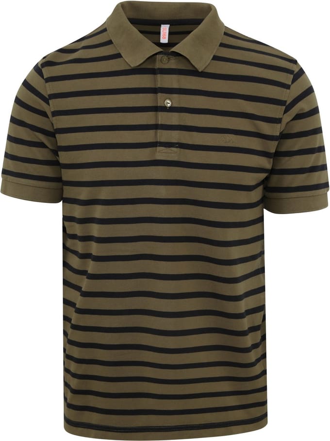 Sun68 Poloshirt Strepen Groen - Maat XL - Heren