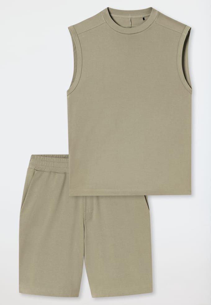 Korte, oversized pyjama zonder mouwen in de kleur jade - Modern Nightwear 48