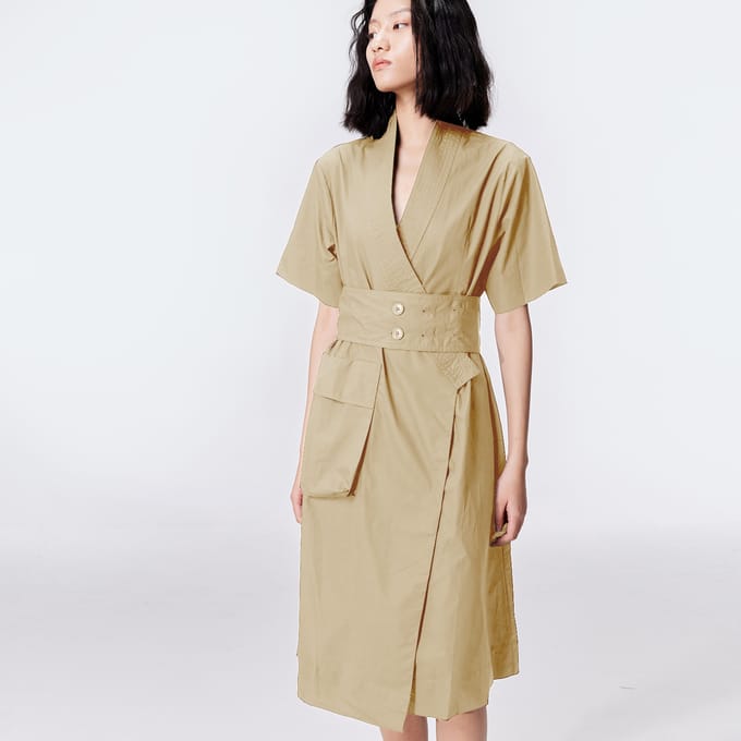 Katoenen kimono wrap jurk