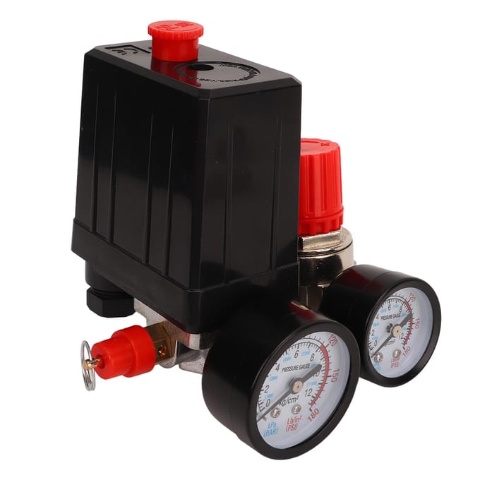 Luchtcompressor Drukschakelaar Regelklep 0‑180PSI Snelkoppeling 3 in 1 voor Automatische Regeling