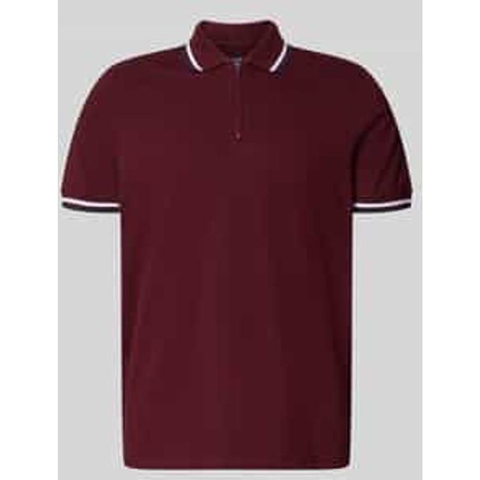 slim fit poloshirt met contraststrepen en ritssluiting