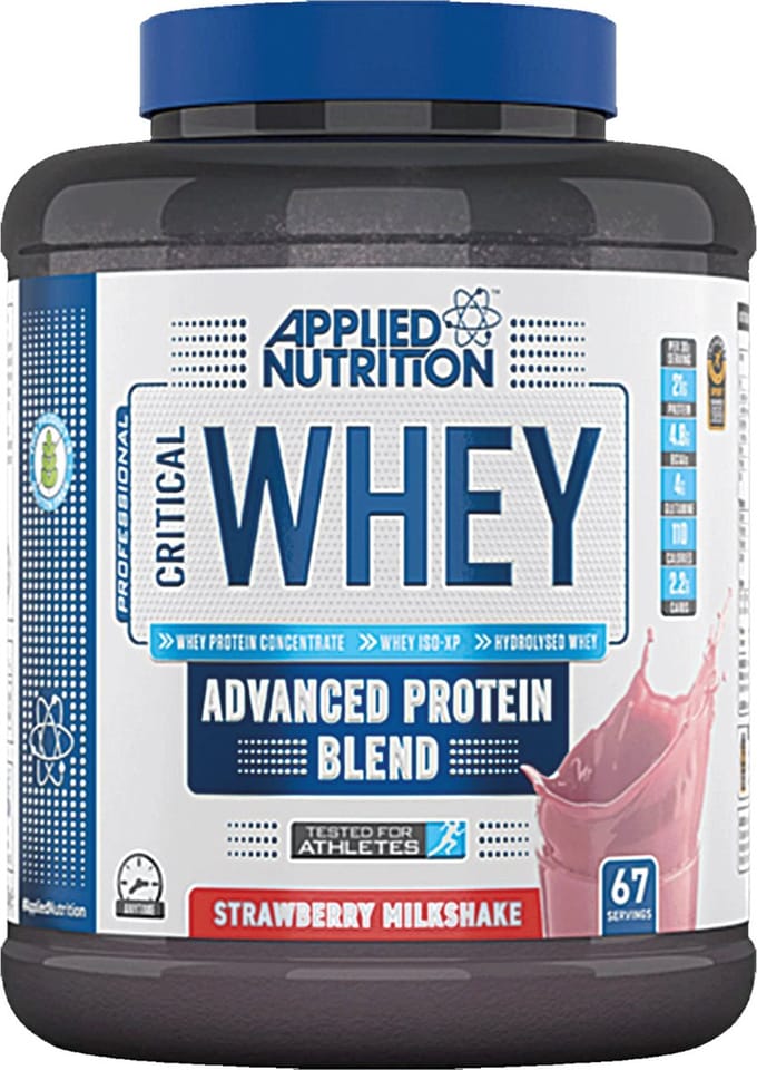 Applied nutrition - Critical Whey - Eiwitten / Proteine Shake - 2000 Gr - 66 Doseringnen -  Strawberry Milkshake Smaak