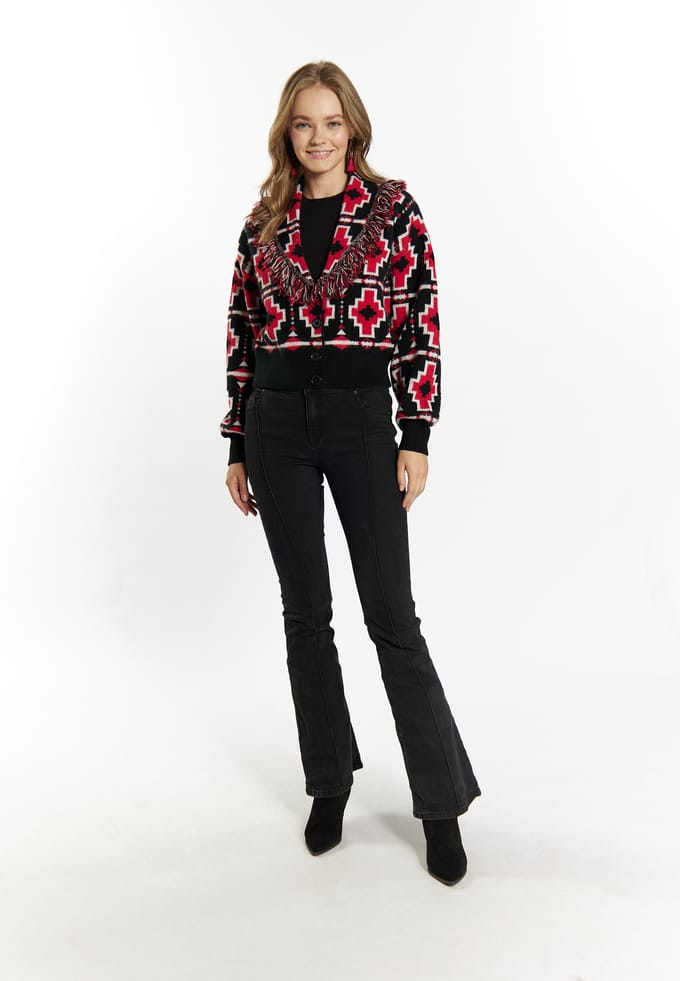 IZIA Vest Dames zwart wit rood