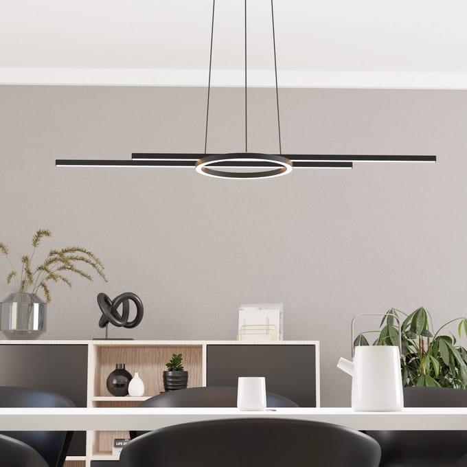 EGLO connect.z Zillerio-Z Smart Hanglamp - 116 cm - Zwart/Wit - Instelbaar wit licht - Dimbaar - Zigbee
