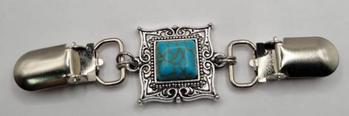 Frutsels by Es -Vestclip - turquoise - vierkant- zilverkleurig